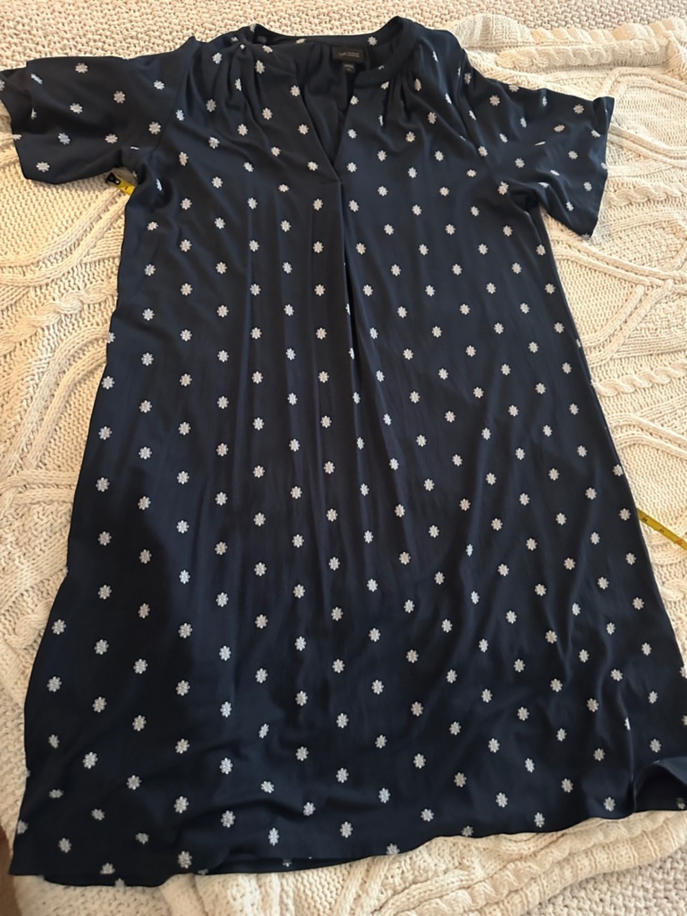 J. Jill Navy Midi Dress with White Floral Dots